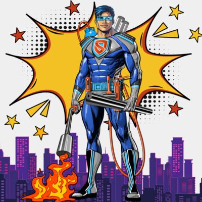 Purple And Yellow Playful Comic Super Heroe Birthday Party Invitation  1  Thumbnail